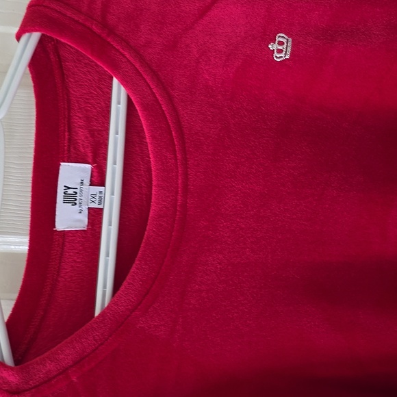 JUICY COUTURE WOMEN'S JUNIOR FUSCIA LONG SLEEVE VELVETEEN PULLOVER CREWNECK XXL - Picture 3 of 16